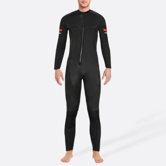 Black front zipper stretch men's full wetsuit
