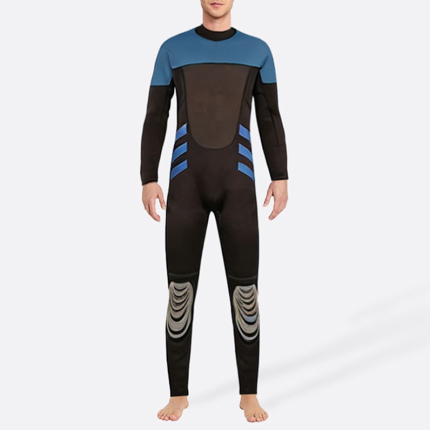 Contrast patchwork stretch men's full-length wetsuit