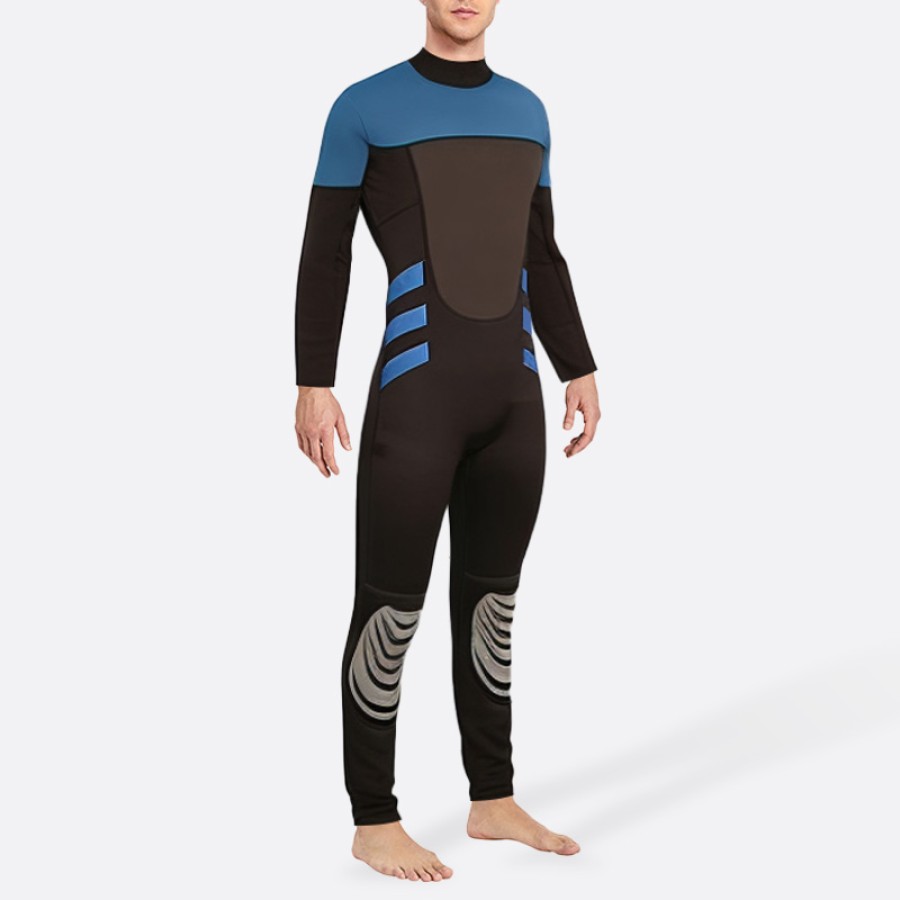 Contrast patchwork stretch men's full-length wetsuit