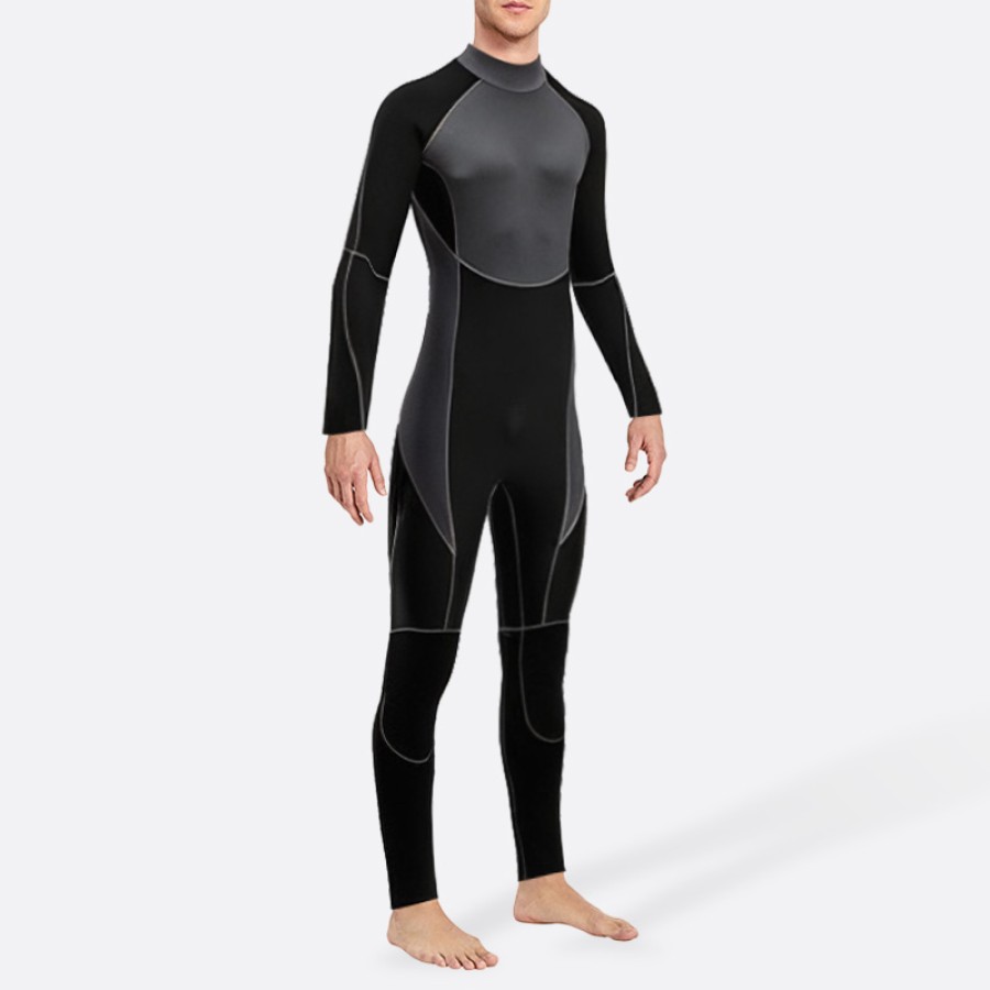 Contrast color patchwork men's full wetsuit