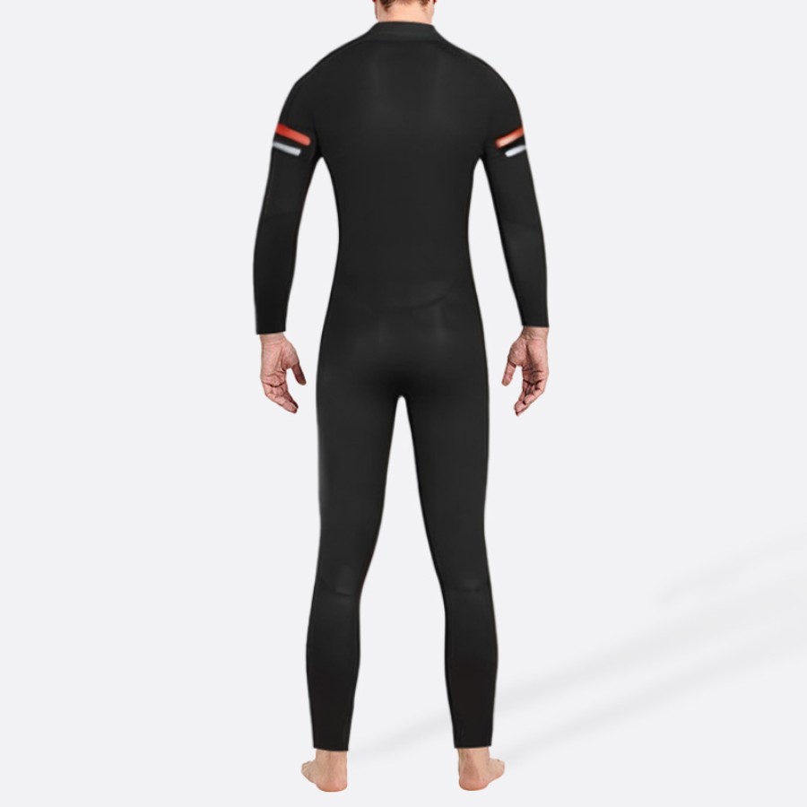 Black front zipper stretch men's full wetsuit