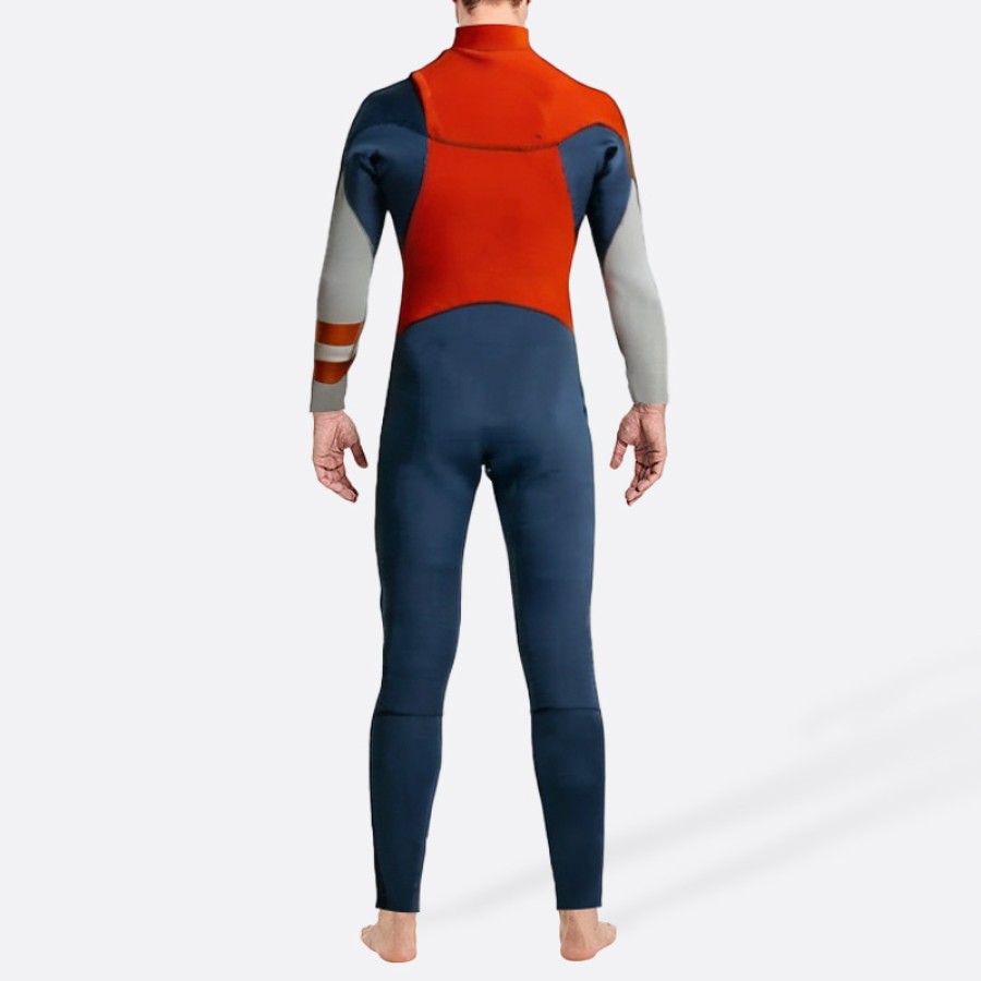 Color block fashionable stretch men's full wetsuit