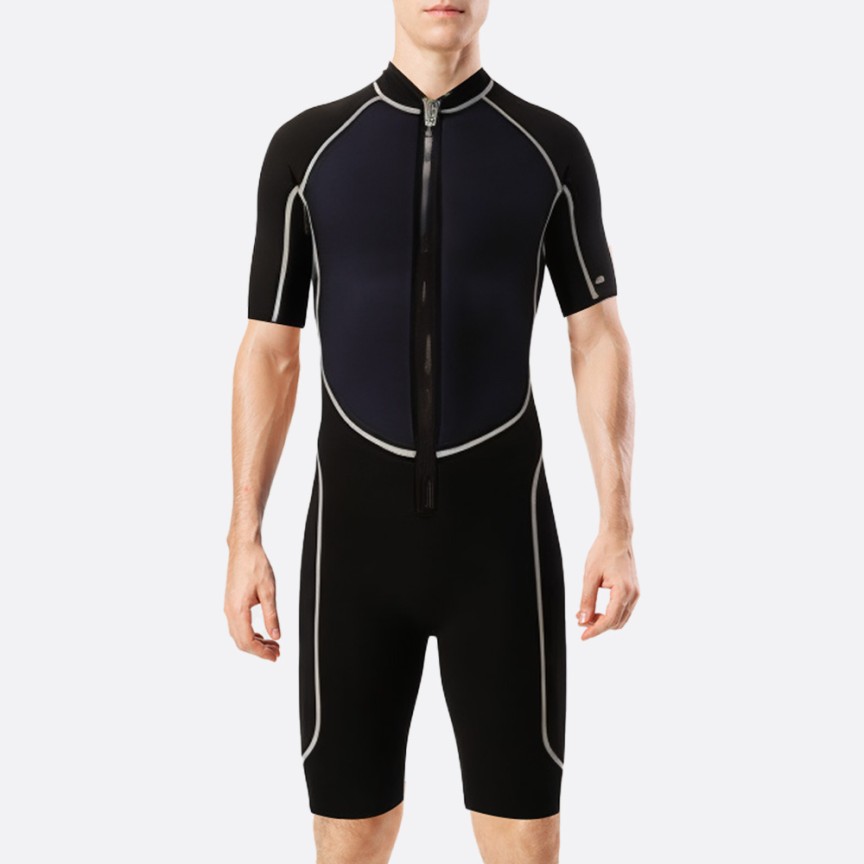 Contrast stitching stretch men's short wetsuit