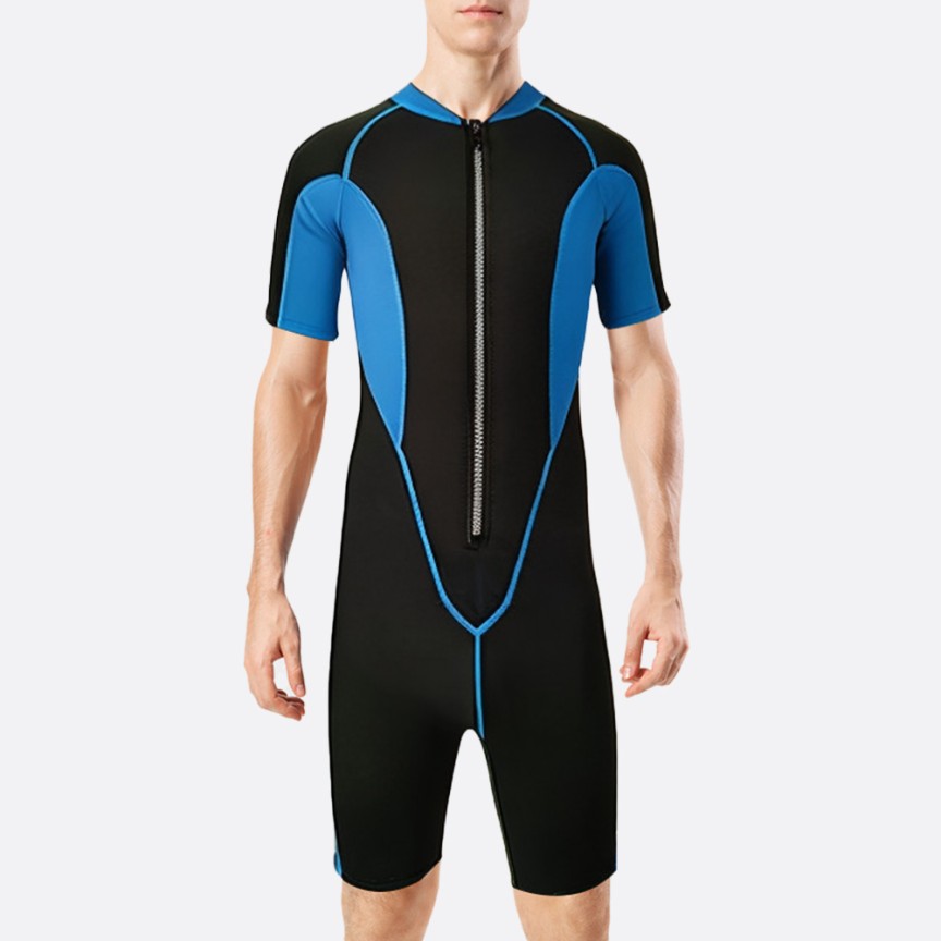 Contrast paneled stretch men's short wetsuit