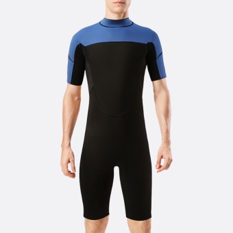 Color block stretch warm men's short wetsuit
