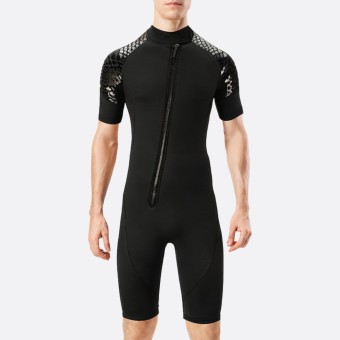 Black stretch sun protection men's short wetsuit