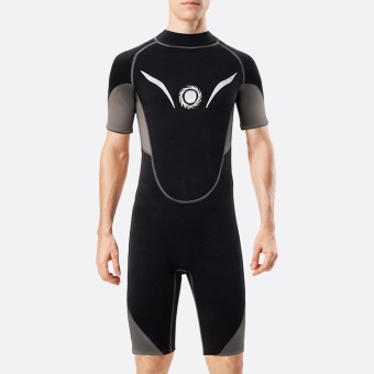 Black sun protection rear zipper men's short wetsuit