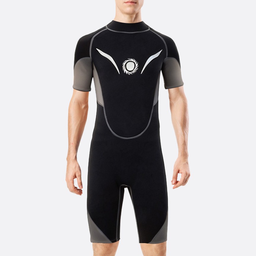 Black sun protection rear zipper men's short wetsuit