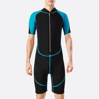 Front zipper stretch men's short wetsuit