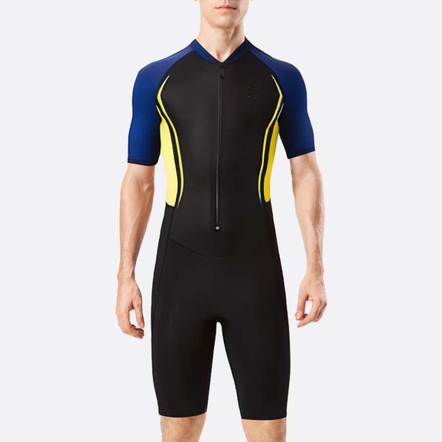 Fashionable patchwork men’s short wetsuit