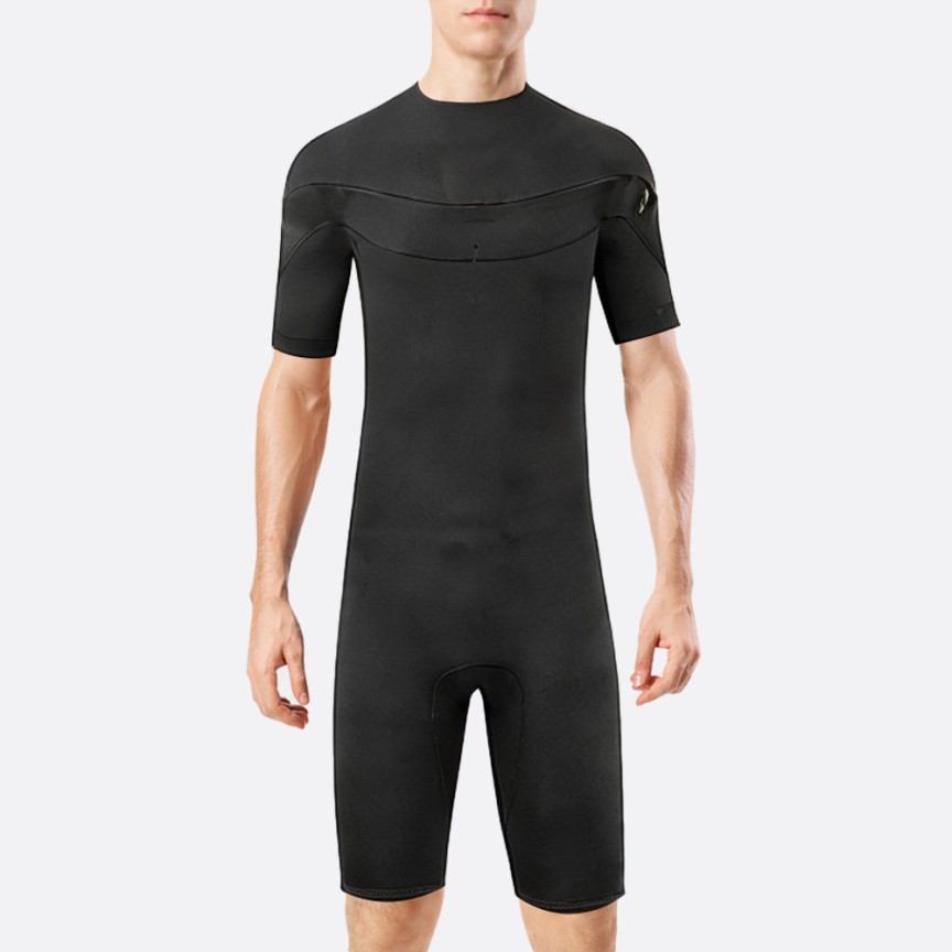 Men's short wetsuit with chest zipper elastic