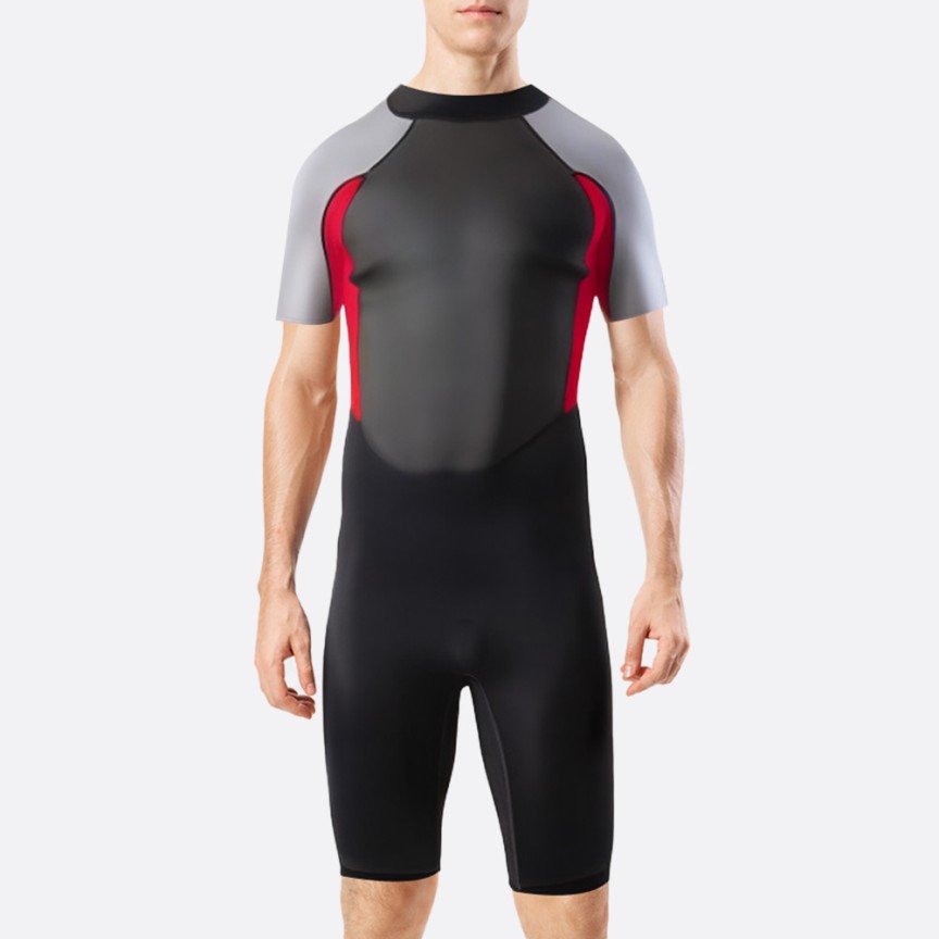 Stretch fit back zip men's short wetsuit