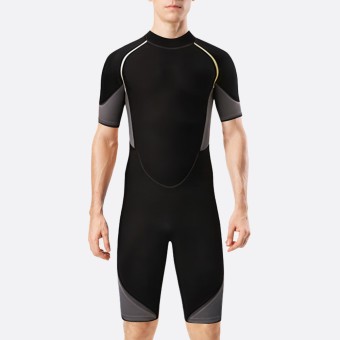 Black elastic back zipper men's short wetsuit