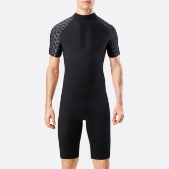 Black printed stretch men's short wetsuit