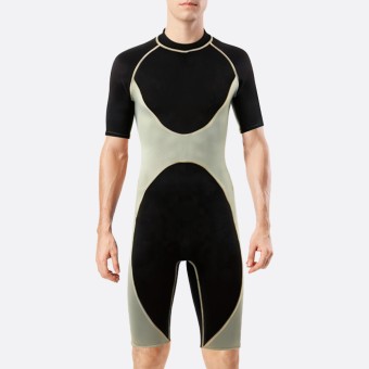 High quality color block warm men's short wetsuit