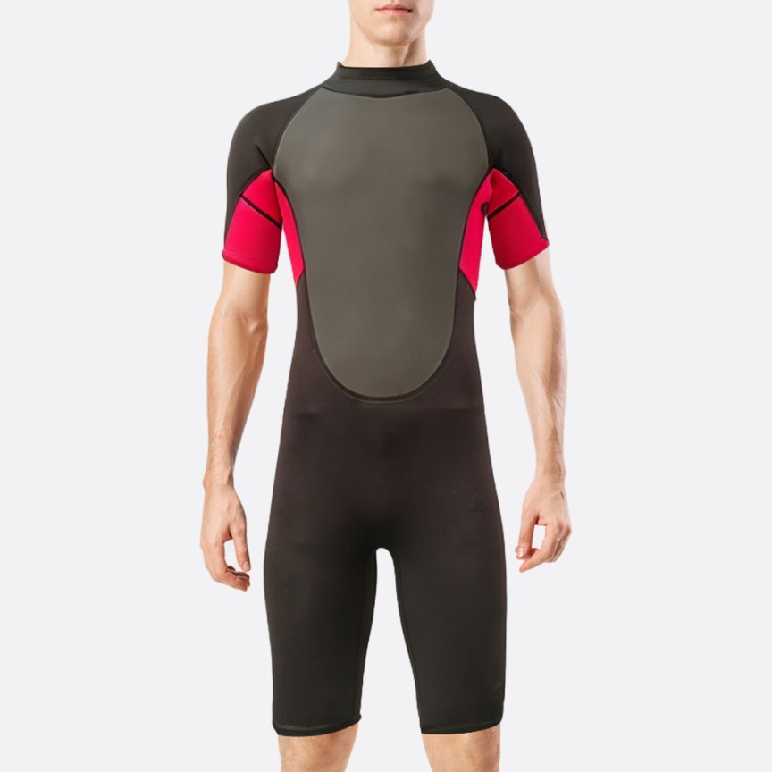 Color block sun protection stretch men's short wetsuit