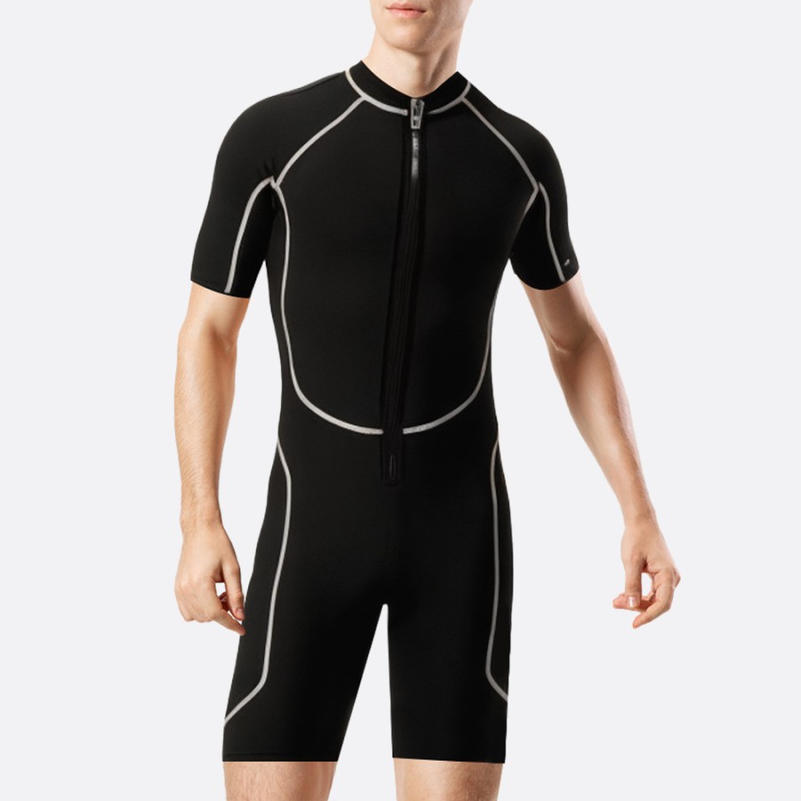 Contrast stitching stretch men's short wetsuit