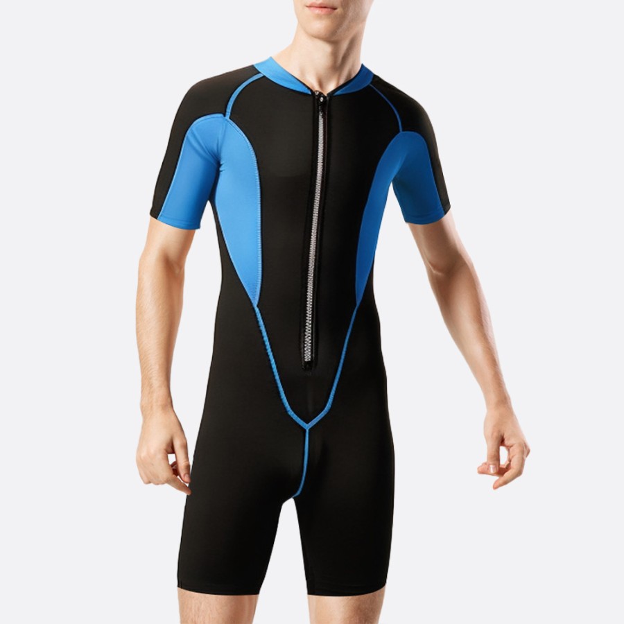 Contrast paneled stretch men's short wetsuit