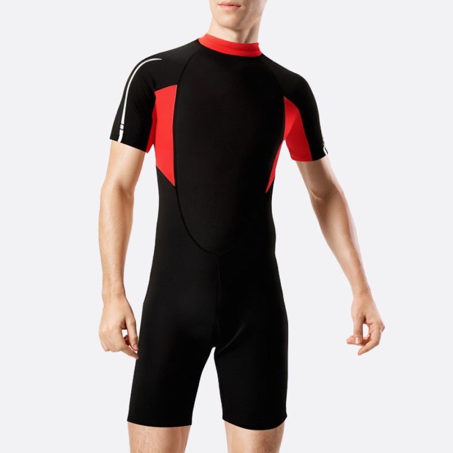 Elastic warm back zipper men's short wetsuit