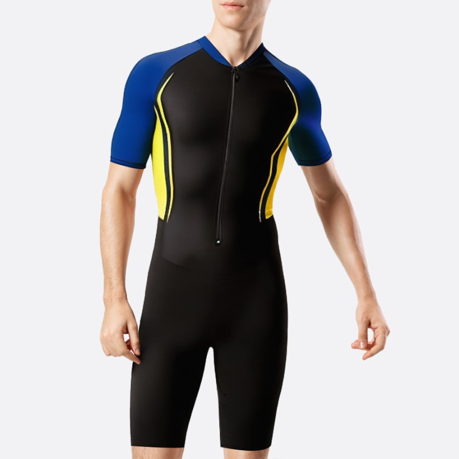 Fashionable patchwork men’s short wetsuit