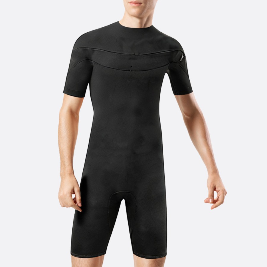 Men's short wetsuit with chest zipper elastic