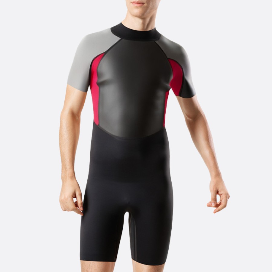 Stretch fit back zip men's short wetsuit