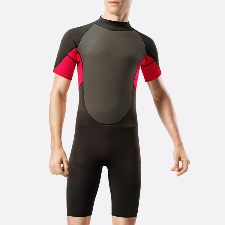 Color block sun protection stretch men's short wetsuit