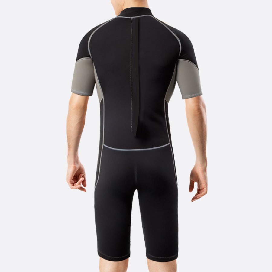 Black sun protection rear zipper men's short wetsuit