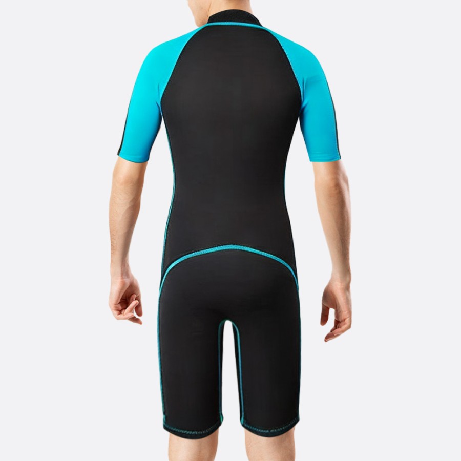Front zipper stretch men's short wetsuit