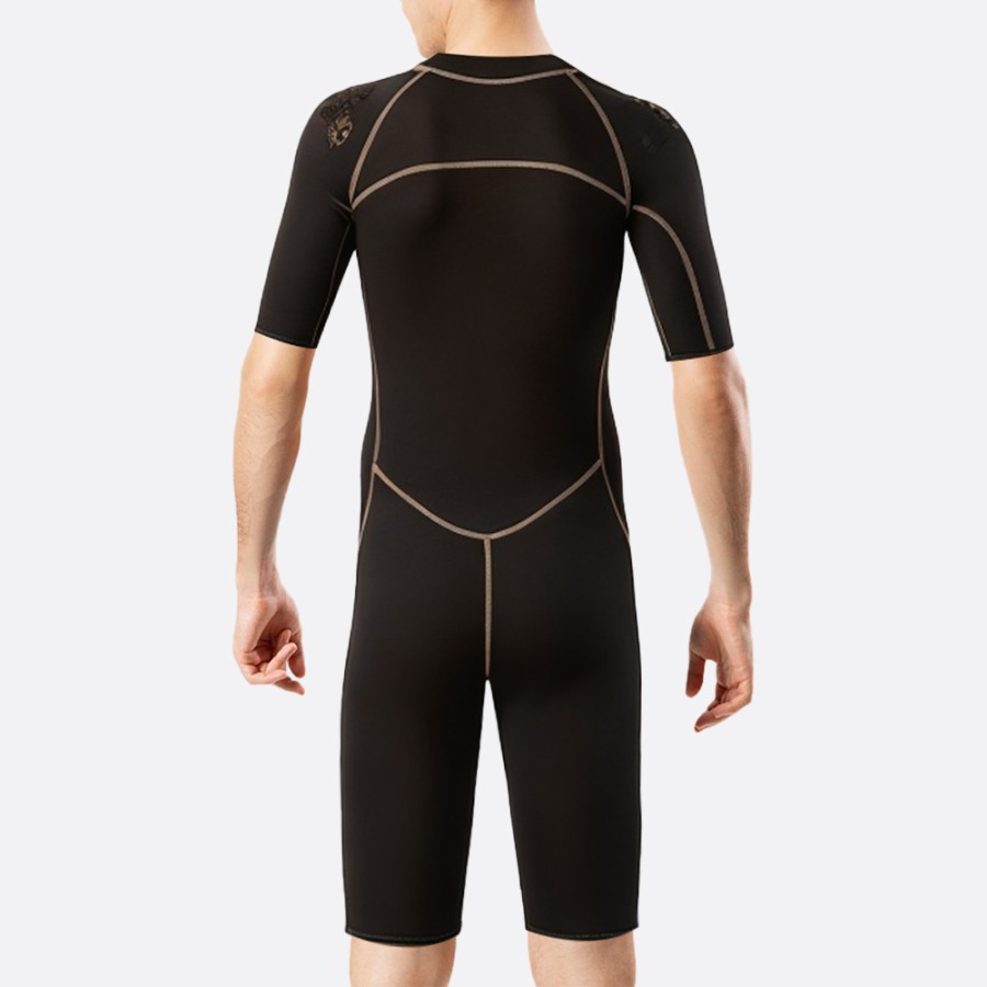 Simple black stretch men's short wetsuit