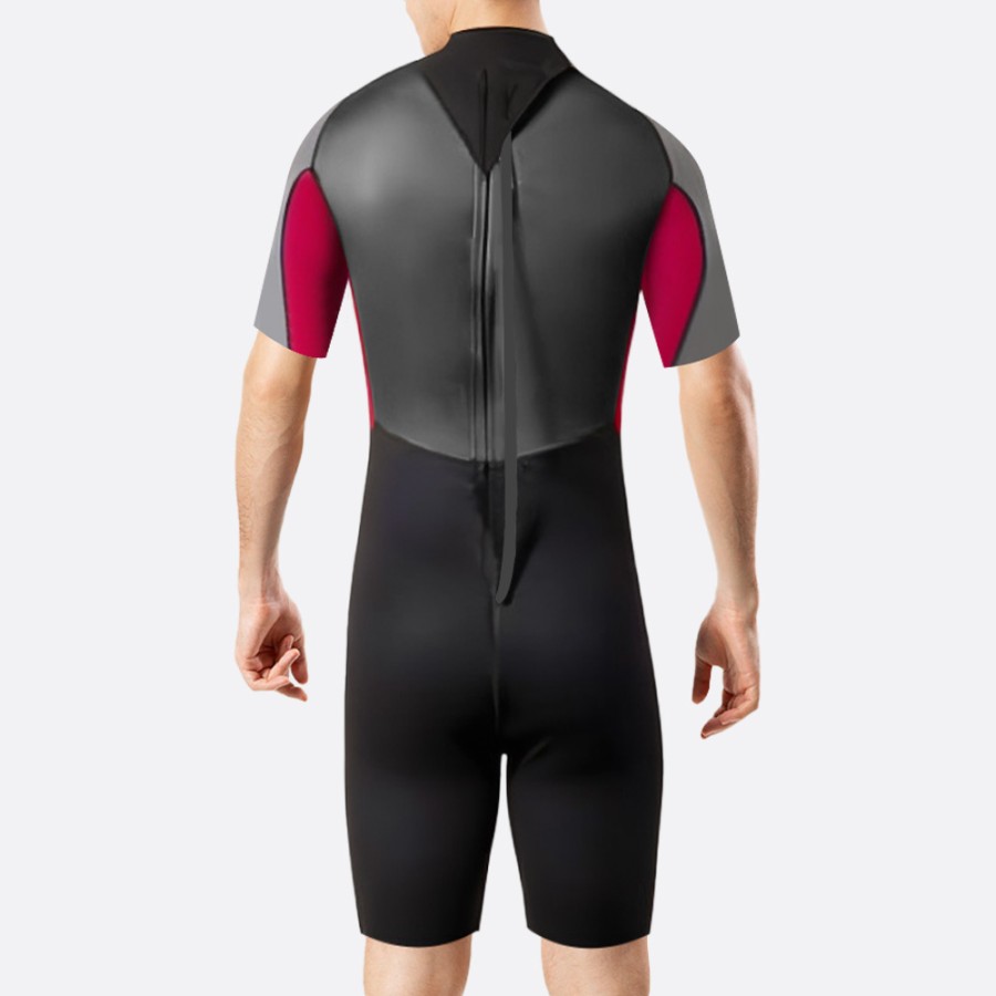 Stretch fit back zip men's short wetsuit