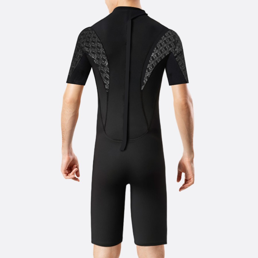 Black printed stretch men's short wetsuit