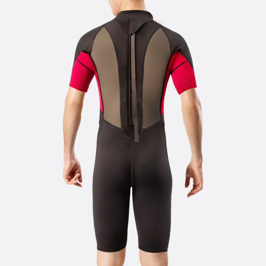 Color block sun protection stretch men's short wetsuit