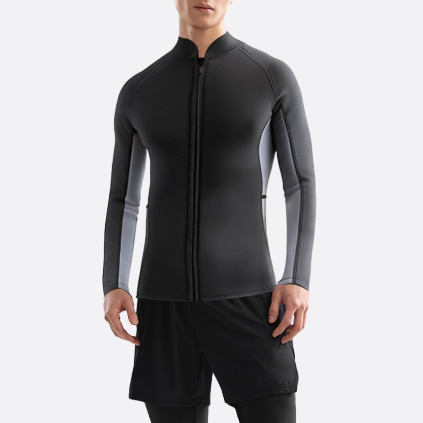 Front zipper stretch warm men's wetsuit top