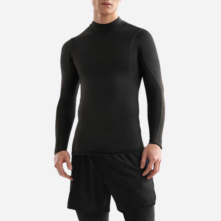 New black stretch men's wetsuit long sleeve top