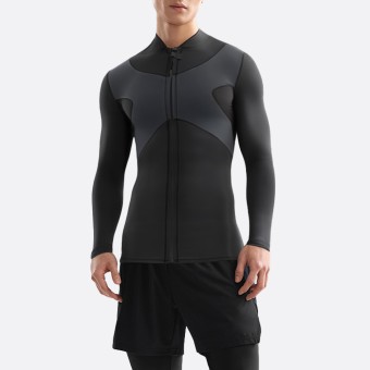 Front zip simple black men's wetsuit top