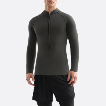 New dark gray front zipper men's wetsuit top