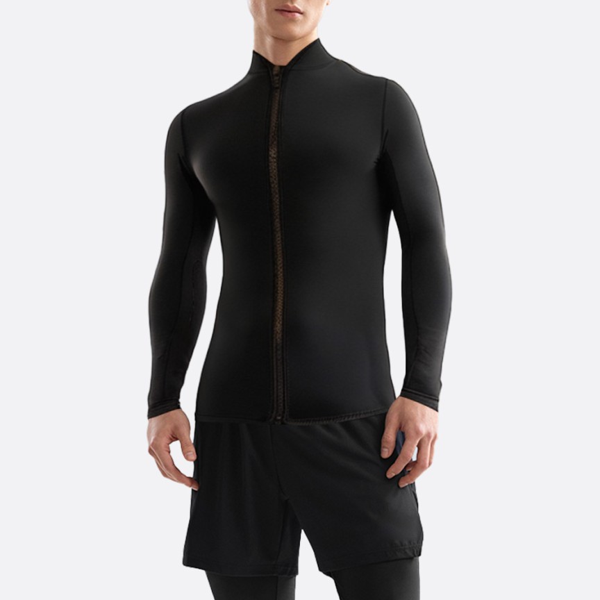 Black front zip thermal men's wetsuit top