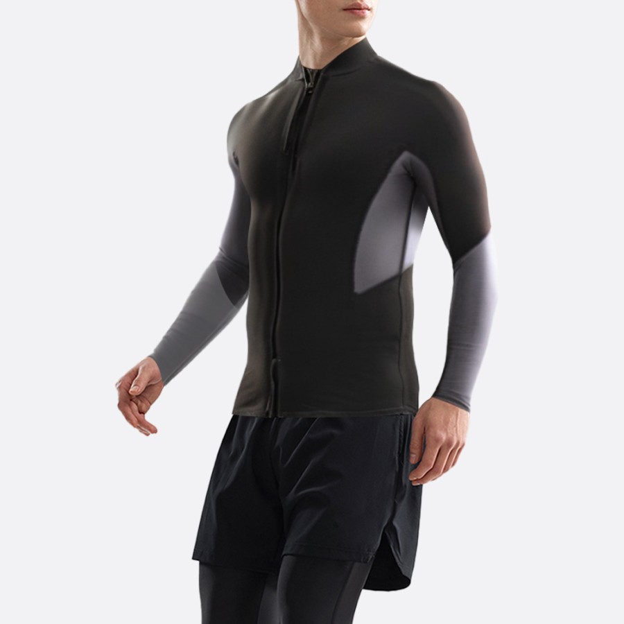 Stylish colorblock front zip men's wetsuit top