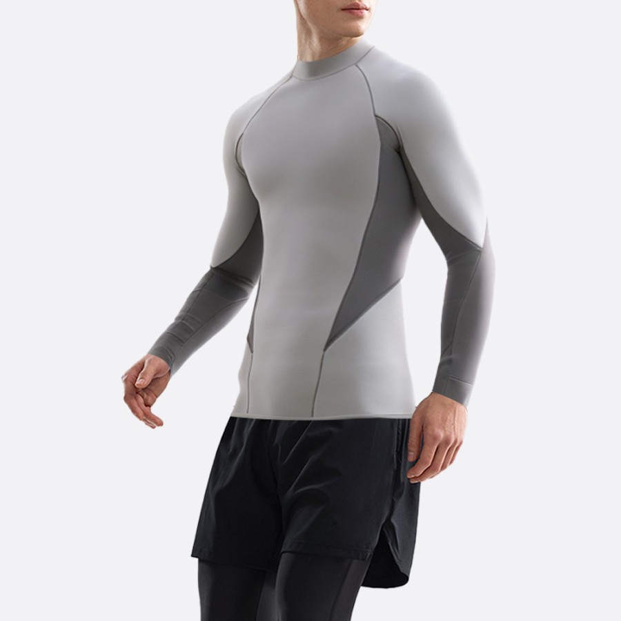 Gray fashionable stretch men's wetsuit top
