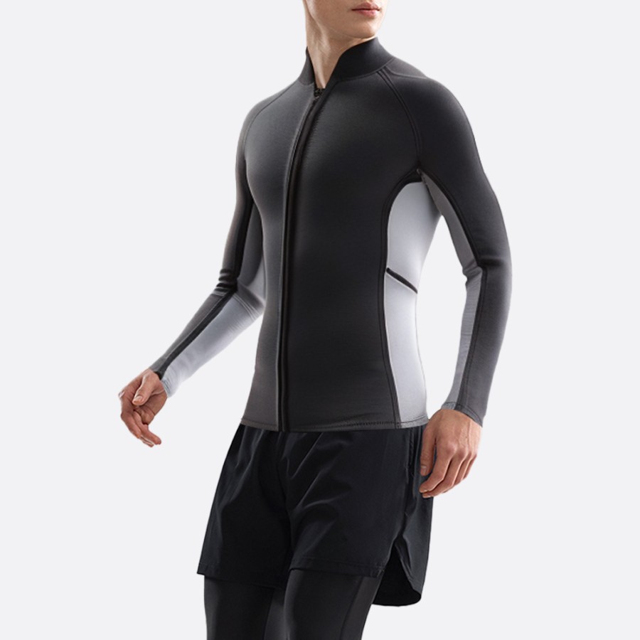 Front zipper stretch warm men's wetsuit top
