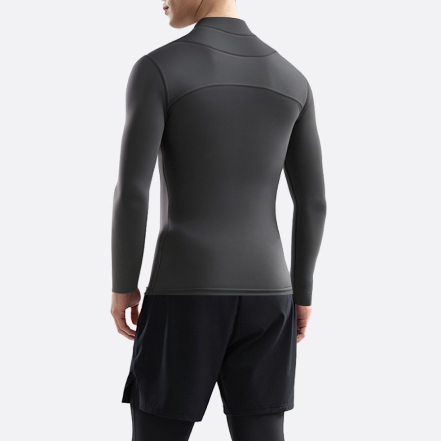 Front zip simple black men's wetsuit top