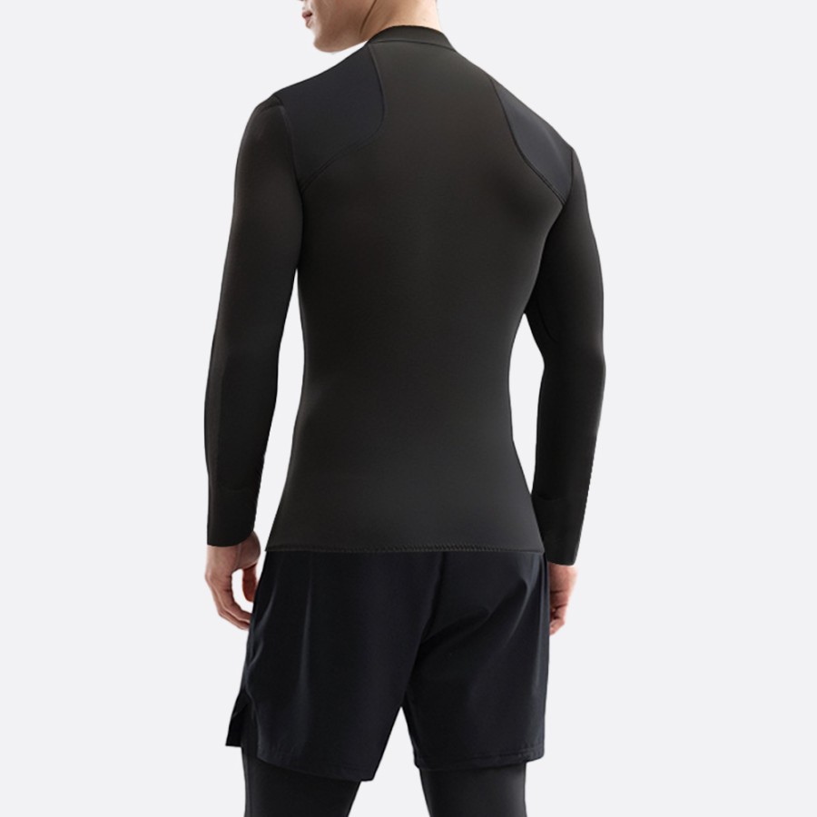 Black front zip thermal men's wetsuit top