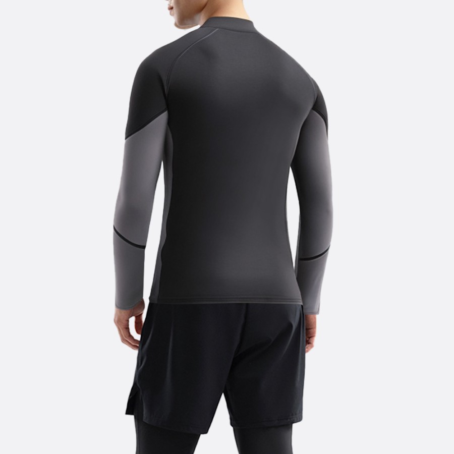 Black stretch zip front men's wetsuit top
