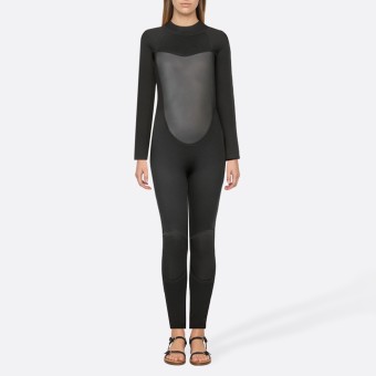 Simple black smooth women's full-body wetsuit