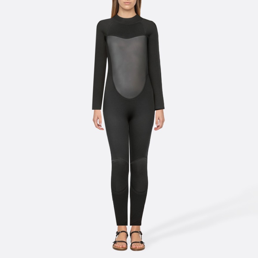Simple black smooth women's full-body wetsuit