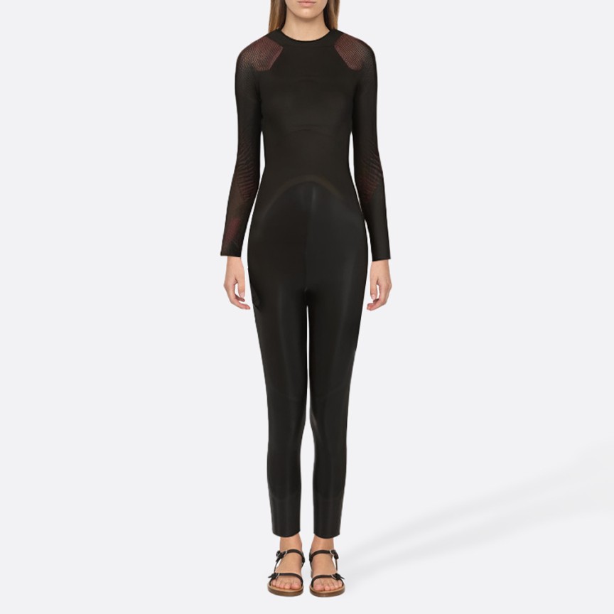 Fashionable black women's full-body wetsuit