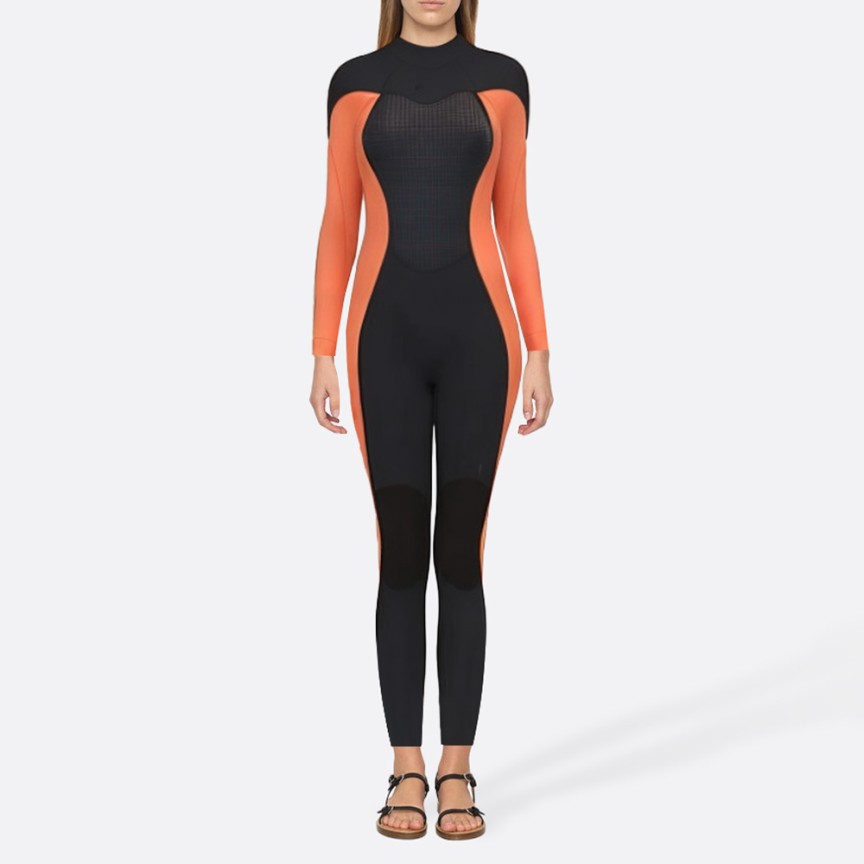 Fashionable color-blocked women's full-body diving suit
