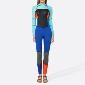 Contrast color stitching women's full-body wetsuit