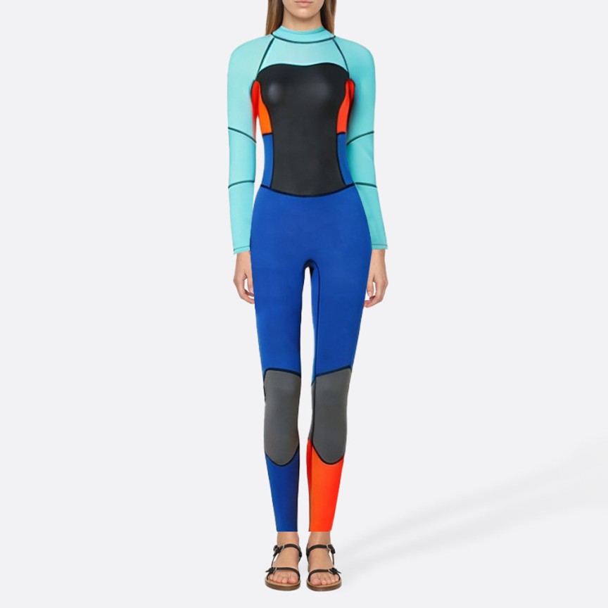 Contrast color stitching women's full-body wetsuit
